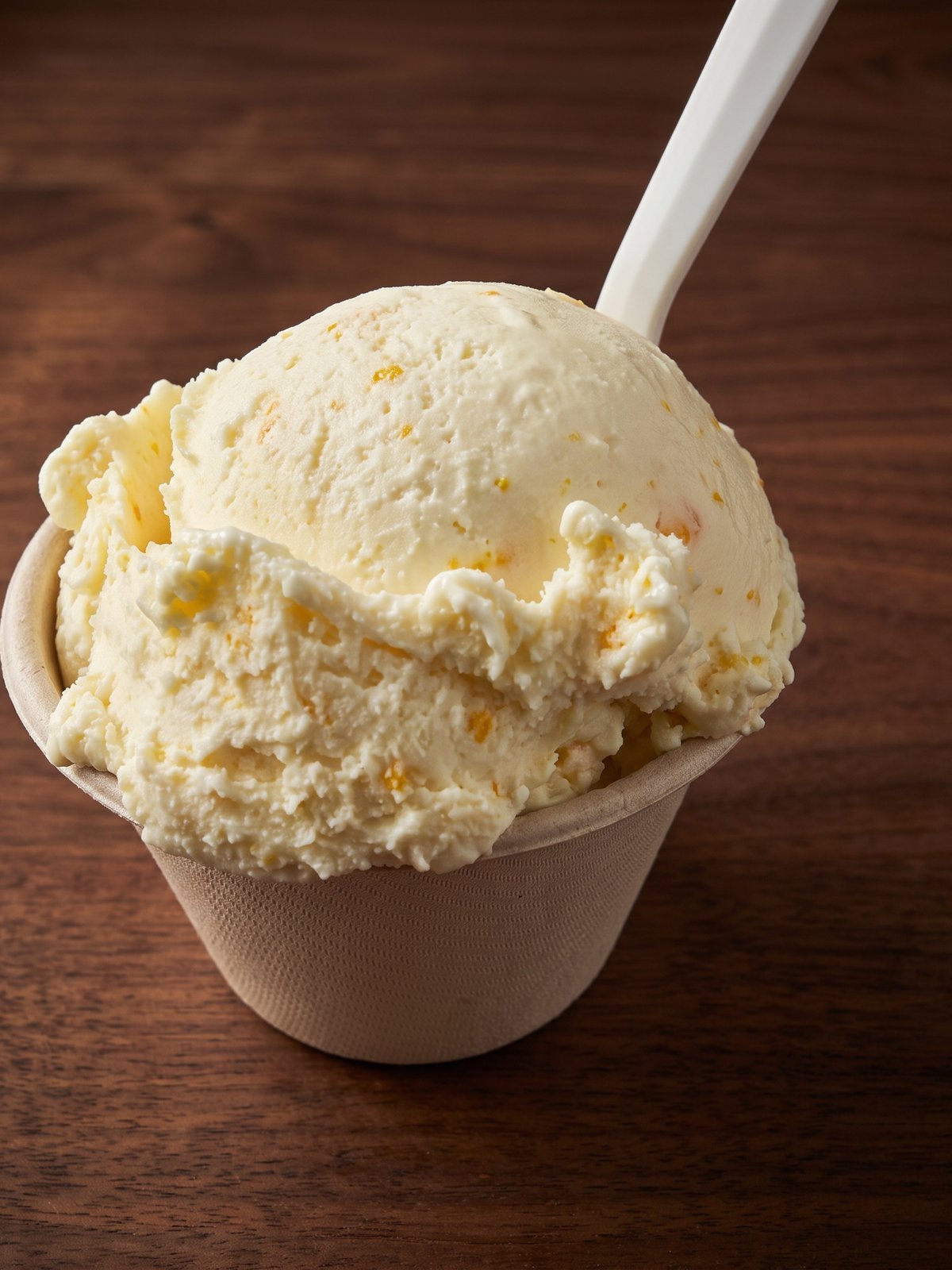 After: bright menu photo of the same gelato with true pastel shades and fresh glossy texture